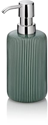 kela Seifenspender 350 ml AVA, Seifenspender grün, Keramik, Pumpflasche, Spülmittelspender nachfüllbar, glänzend