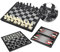 Andux Faltbares magnetisches DREI-in-einem-Brettspiel-Set, Schach, Backgammon, Dame CXYXQ-02 (L)