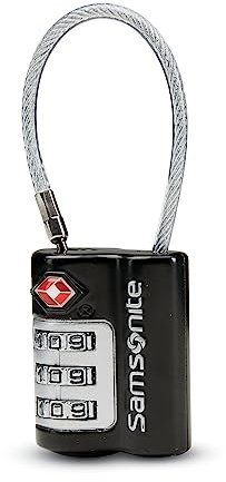 Samsonite® Schloss mit 3 Ziffern, mit Kabel, schwarz, Schwarz, 2 1/2 x 1 1/4 x 3/4