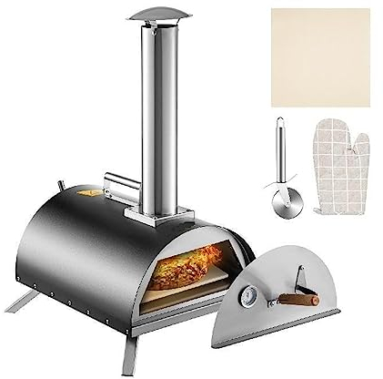 Forno for pizza in acciaio inossidabile Forno a legna da 12 con porta di alimentazione Pizzaiolo portatile for pallet in legno for cucinare all'aperto