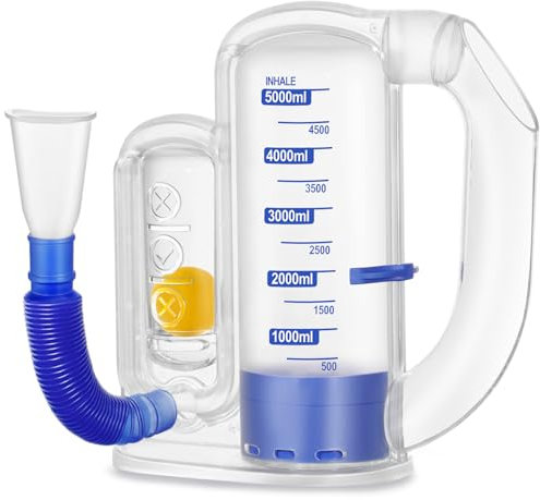 Dispositivo de ejercicio de respiración para pulmones, entrenador de respiración profunda para adultos, medición de volumen de 5000 ml con indicador de caudal