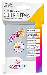 Gamegenic, Outer Sleeves Matte Japanese Size, Zubehör | 60 Hüllen pro Packung, Hüllengröße: 65 x 92 mm, Kartengröße bis zu 62 x 89 mm, Farbe: Transparent