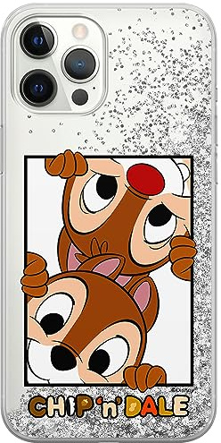 Ert Group custodia per cellulare per Apple Iphone 12 PRO MAX originale e con licenza ufficiale Disney, modello Chip & Dale 005 adattato alla forma dello smartphone, con effetto glitter overflow
