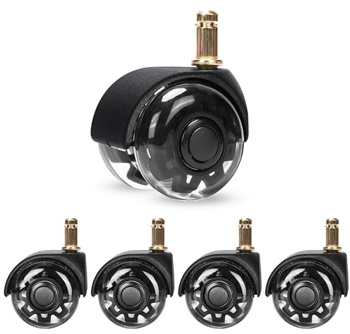 Belle Vous 5er Pack Bürostuhl Ersatz Rollen - 10 x 25mm Rollen für Bürostühle Schreibtischstuhl - Stuhlrollen Set - Sicher für Hartholzböden Laminat Teppich - Leises Rollen