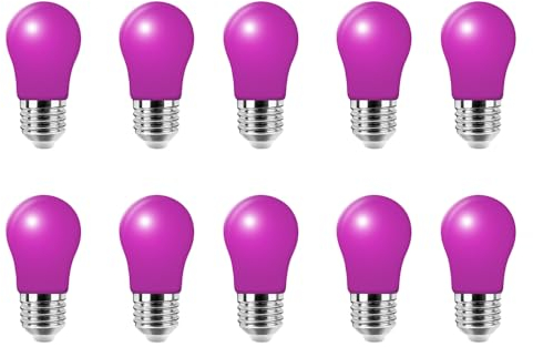 HUAMu Farbige Glühbirne LED 2W,E27 Beleuchtung Glühbirnen,E27 LED Bunt,E27 LED Bunt lila,für Patio Party Weihnachtsbeleuchtung,10er Pack