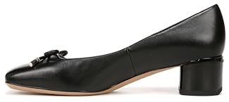 Franco Sarto Womens Natalia Square Toe Block Heel Pumps with Bow Black Leather 10 M