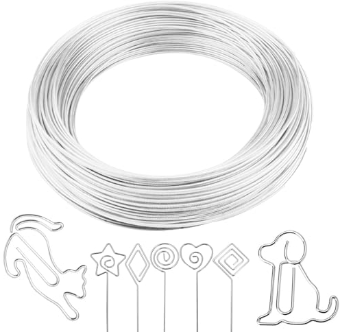 1 mm x 20 m Filo Alluminio Filo di Ferro Modellabile Flessibile e Durevole Anti Corrosivo per l'imballaggio Scultura Artigianato fai-da-te e Styling dei Bonsai in Argilla (Argento)