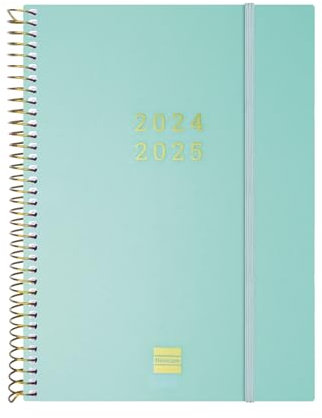 Finocam - Terminkalender Espiral 18 Monate 2024 2025 Horizontale Wochenansicht Juli 2024 - Dezember 2025 (18 Monate) Türkis International