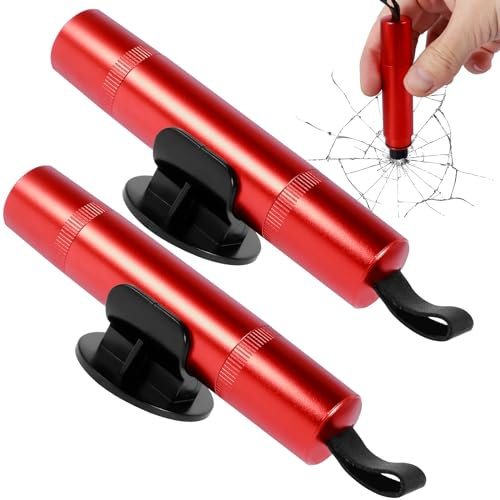 Glvyou 2Pcs Car Safety Hammer 2-in-1 Emergency Escape Tool with Window Breaker and Seatbelt Cutter Portable Life-Saving Emergency Car Windscreen Breaker Auto Rescue Tool for Breaking Car Window Glass