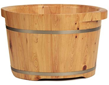 ZURBAQD Fußbad aus Holzfass, Fußbadefass aus massivem Zedernholz, Fußwaschbecken für Fußbad, Fußbadewanne, Fußbadewanne mit Massage (Größe: A) Warm as Ever