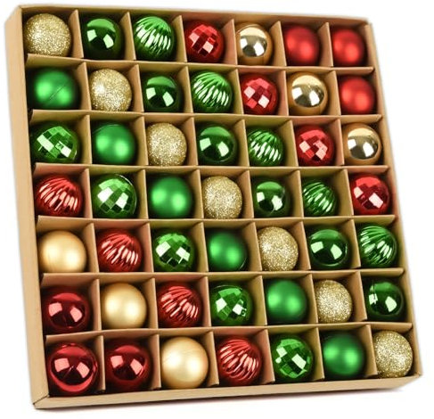 49 STK Weihnachtskugeln Rot Gold Grün Set,3cm Kunststoff Christbaumkugeln Haken Weihnachtskugeln Klein für Weihnachtsbaumschmuck,Baumkugeln Weihnachtsdeko Kugeln Anhänger Mini Baumschmuck Weihnachten