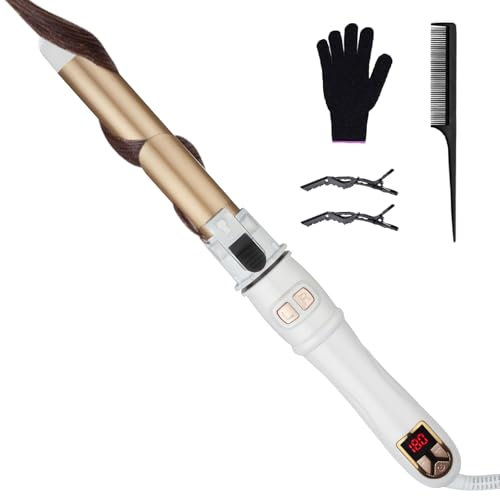 360° Rotierender Lockenstab Automatisch, SOWINK 32mm Curling Iron mit 14 Temperatureinstellung 100-230℃, Hair Curler mit LCD Display, Schnelles Aufheizen und Styling für natürliche Locken