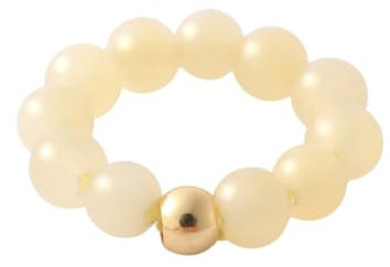 DyLyz Boho Gelber Jaspis Stein Perlen Chakra Ringe Vintage Ethno Handgemacht Stretch Ring Natürlicher Edelstein Kristall Statement Geburtsstein Ringe Für Urlaubsparty