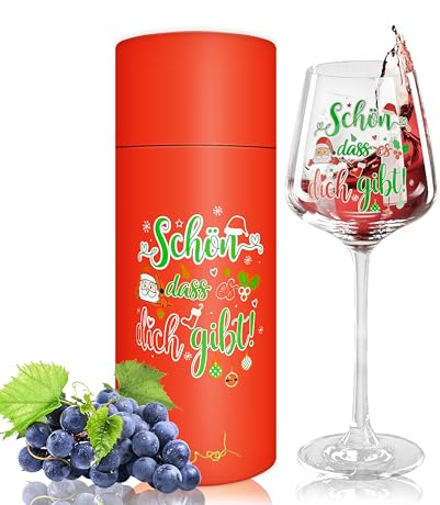Cdithy Weihnachtsgeschenke Geschenke für Frauen, Weinglas mit Gravur - Schön, dass es Dich gibt, Lustige Geschenke für Mama Freundin Männer Geburtstag Eltern Lieblingsmensch, Geschenkideen für Frauen