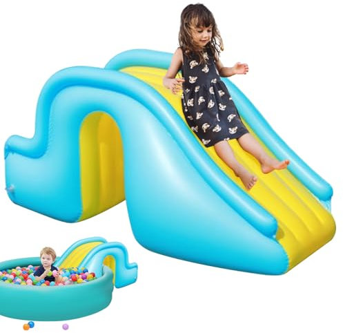 SHITOOMFE Swimmingpool -Rutsche aufblasbare Wasserrutsche Schwimmbad Folie Schritt aufblasbares Play Center Pool Accessoires für Jungen Mädchen Sommerspiel