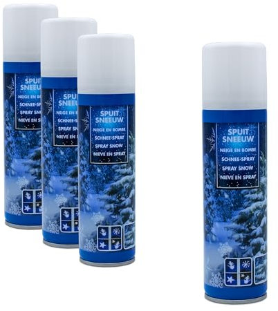 Spetebo Spray de nieve de Navidad, 111 ml, juego de 4 unidades, decoración de nieve artificial para rociar, nieve decorativa, pintura de nieve, nieve, nieve, decoración para árbol de Navidad