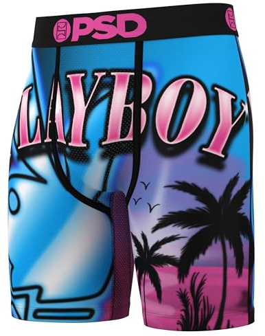 PSD Playboy Boxershorts für Herren, atmungsaktive und stützende Herrenunterwäsche mit feuchtigkeitsableitendem Stoff, Playboy Venice, Large