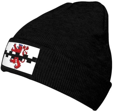 KWQDOZF Flagge Leverkusen Beanie Unisex Strickmütze Acryl Bündchenmütze Wintermützen Schwarz