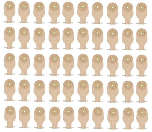 Swiixxer 50 Stück Stomabeutel, Einteilig, Entleerbare Beutel für Kolostomie, Ileostomie, Stomapflege, 20-60 mm Ablassventil, Kolostomiebeutel