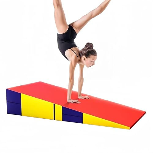 JIESOO Gymnastikmatte, geneigte Matte, faltbare Keilmatte, Oberfläche, rutschfest, reißfest, für Gymnastik, Tanz, Kampfsport, Stretching, Training (83 x 60 x 35 cm)