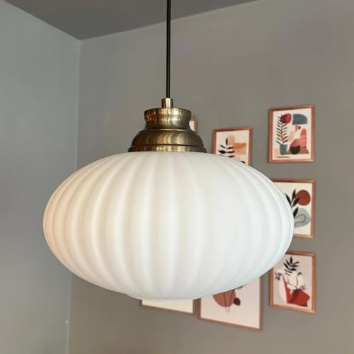 Bamyum Élégant Suspension Luminaire Métal Rétro 30 cm, Lustre Vintage Verre Salon, Éclairage Plafond Chambre Cuisine