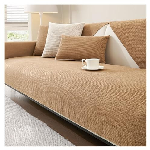 FYFWPA Chenille Sofabezug L Form Couch Überzug U Form Sofaschoner Wasserdicht Sofahusse Antifouling Sofaüberwürfe rutschfest für 1 2 3 4 Sitzer Ecksofa(Brown,45 * 45cm Pillowcase)