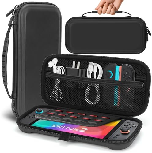 MIXPOET Étui de Transport pour Switch 2 (2025) - Pochette Housse, Étui Protection Pochette Housse avec 10 Cartouches de Jeu, Etui de Protection Portable pour Console Accessoires