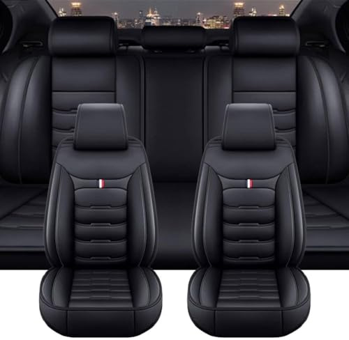 GUOQINGLH Auto Sitzbezüge Full Set für Hyundai i20 i 20, 5-Sitzer Autositzbezüge Leder Schonbezüge Wasserdicht VerschleißFest Autositzbezug,A/Black