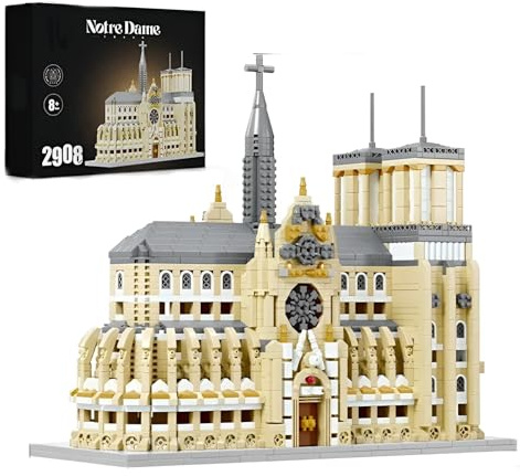 Notre Dame Mini Bausteine Bausatz, 2908Stück Paris Wahrzeichen Konstruktion Modell Spielzeug, Stadt Serie Architektur Mikro-Klemmbausteine Kit, Ideen Geschenke für Kinder Erwachsene und Büro Haus Deko