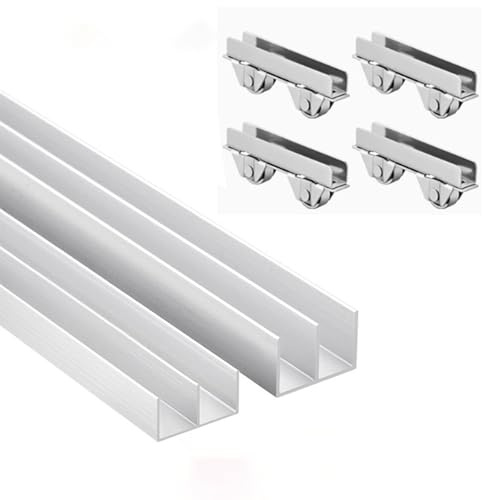 Generisch Acrylglasschiene, verdickte 8-mm-Glasschiebetür, Doppelschienen-Vitrinenschiene, Schienenradzubehör aus Aluminiumlegierung(11.8in)