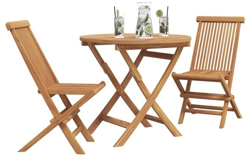 vidaXL Garten Essgruppe 3 pcs Braun Massivholz Akazie, Aluminium Garten- und Terrassenmöbel, modernes Outdoor-Set aus Akazienholz für deinen Rasen