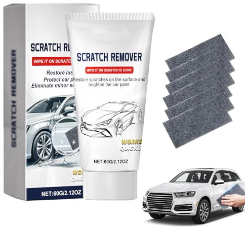 Chiffon Nano Éliminateur de Rayures Voiture 2025,Kit Réparation Rayures avec 6x Lingettes Nano + Pâte Polissage 60g,Rénovateur Carrosserie Auto pour Peinture & Brillance