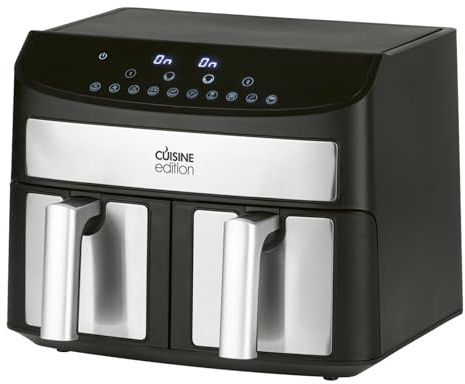 CUISINE EDITION Heißluftfritteuse XXL | Airfryer mit 7 Litern | Heißluftfritteuse 2 Kammern | Mit 10 Programmen, Timer und Warmhaltefunktion | Airfryer XXL, 2 Körbe, Haushaltsgeräte