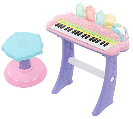 Generic Tastiera per Pianoforte Elettronico per Bambini a 37 Tasti Portatile con Microfono per Giochi Creativi Rosa