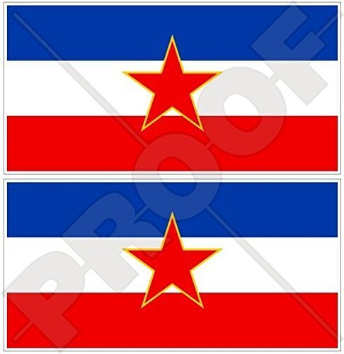 JUGOSLAWIEN SFR Flagge, Fahne Sozialistische Bundesrepublik SFRJ Jugoslawien 110mm Auto & Motorrad Aufkleber, x2 Vinyl Stickers