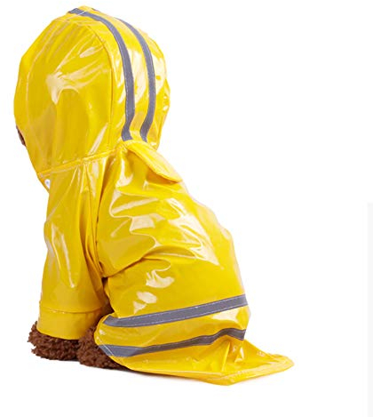 Sarekung Im Freienwelpen Haustier Regenmantel mit Hauben Wasserdichten Jacken PU reflektierendem Regenmantel für Hunde Katzen Kleid Kleidung