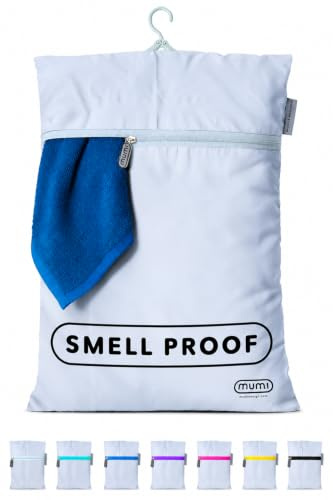 MUMI Travel Laundry Bag - Moisture & Smell-Proof with Hanger, Grey | Moisture-proof large dirty clothes organizer with outer pouch for suitcase, gym & packing