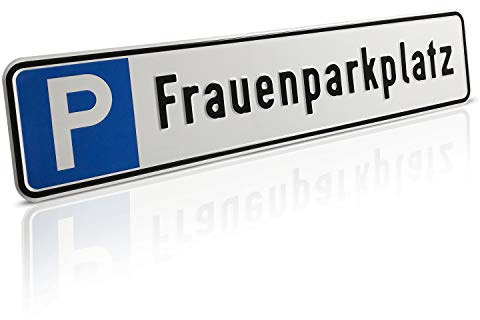 Betriebsausstattung24 Geprägtes Parkplatzschild aus Aluminium in Nummernschildform - Frauenparkplatz - KFZ-Kennzeichen - für Ihren Parkplatz & Stellplatz - 52,0 x 11,0 cm