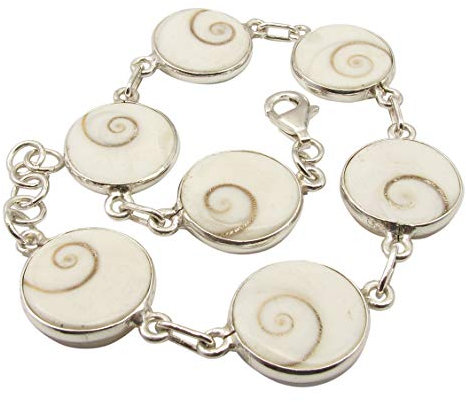 SilverStarJewel Shiva-Auge Wohnung Verknüpfung Armband 20,6 cm 15,2 Gramm 925 Sterling Silber Fünfter Mai Förderung