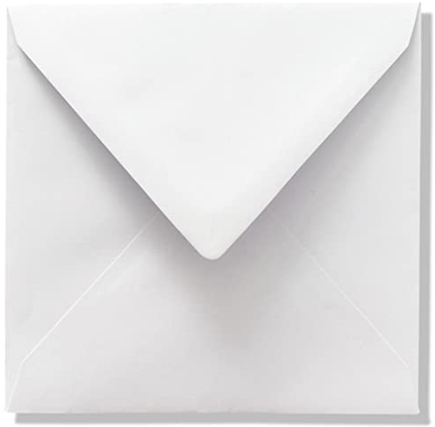 100 Luxus-Umschläge – Weiß, 15,5 x 15,5 cm, 110 g/m², 155 x 155 mm, Spitzlasche