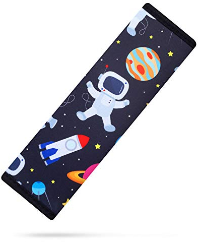 AMUSEPROFI Gurtpolster für Kinder, Gurtschoner, Schulterpolster, passend für Auto und Rucksack, Autozubehör mit süßer Muster für Junge, 1 Stück, Astronaut