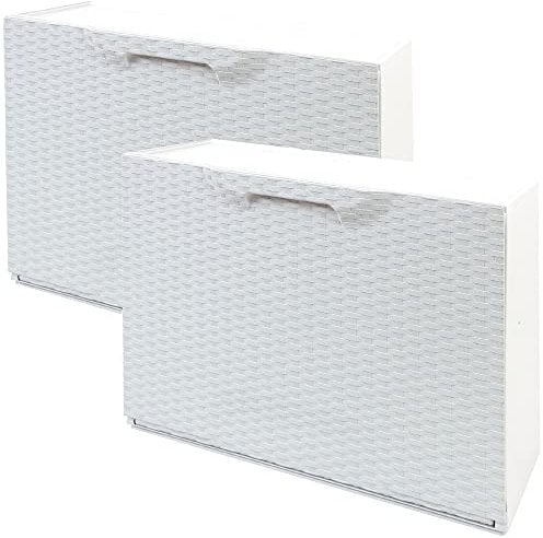 Pack de 2 zapateros en polipropileno color blanco ACABADO RATTAN