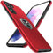 Anqrp Galaxy S21 5G Coque, Anneau Caché Antichoc Militaire Béquille Magnétique Rotative Robuste Housse de Protection Multicouche, Compatible avec Samsung Galaxy S21-Rouge