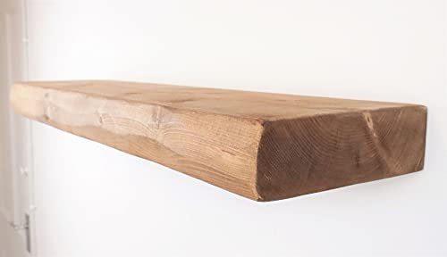Round Chunky Rustic Floating Shelf 9x3 inches, 120cm long - Natural Oak Finish Reclaimed Wood Floating Shelves for Wall Decor, Rustic Wooden Shelves for Bedroom, Living Room, Kitchen, or Bathroom