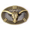 Bull Gürtelschnalle für Herren, Longhorn Bull Rodeo Bull Oval Seil Bull Head Western Cowboy Gürtelschnalle, Gold, NO