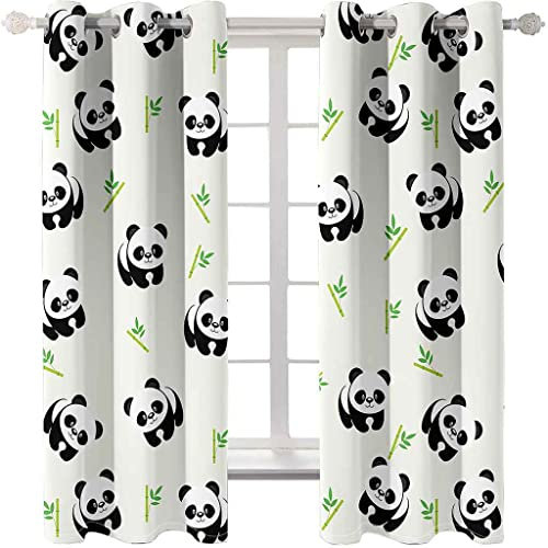 PVMLVM Rideaux Occultants Chambre 3D Imprimé Panda Animal Rideau À Oeillets, Salon Et Enfant Décoration De Fenêtre 170x200cm 2 Panneaux Isolant Thermique Phonique Rideaux, L x H: 170cm 200cm