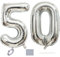 Shikuer Luftballons Zahl 50 Riesen Folienballon Nummer 50 Silber Damen,Luftballons 50. Geburtstagdeko, 40 Zoll Helium Ballons Aufblasbar Zahl 50 Silber für Geburtstag, Hochzeit, Jubiläum XXL
