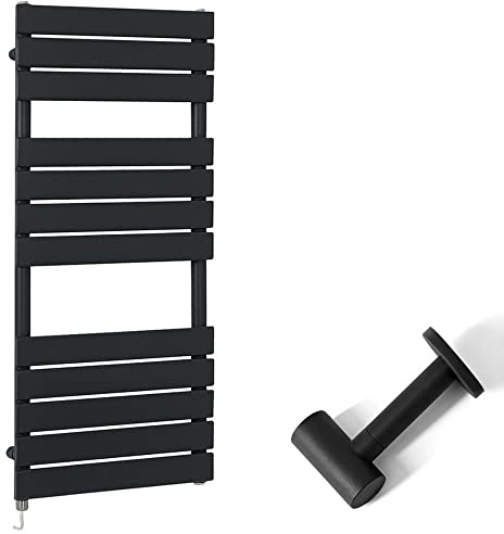 Milano Lustro 600W Black Flat Panel Electric Heated Towel Rail Cable Cover - 1200mm x 450mm