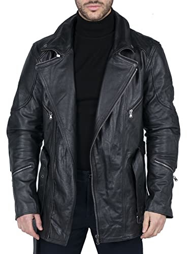 TruClothing.com Herren Parka Echtleder Jacke Outwear Winddicht Winter Schutzkleidung Motorrad Rüstung