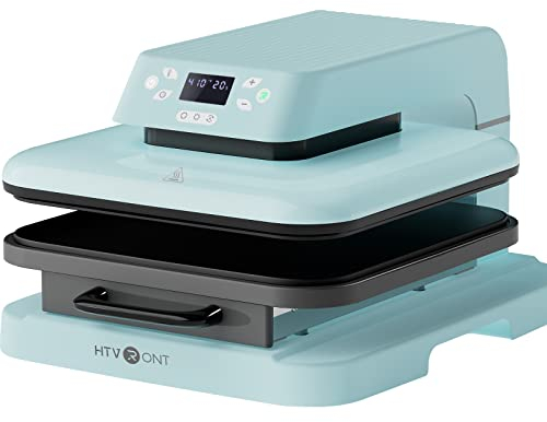 HTVRONT Heat Press Machine - 15 x 15 (38cm x 38cm) Professional Auto Heat Press with 210°C (410°F) Heat Plate for Iron On HTV Vinyl - Light Blue